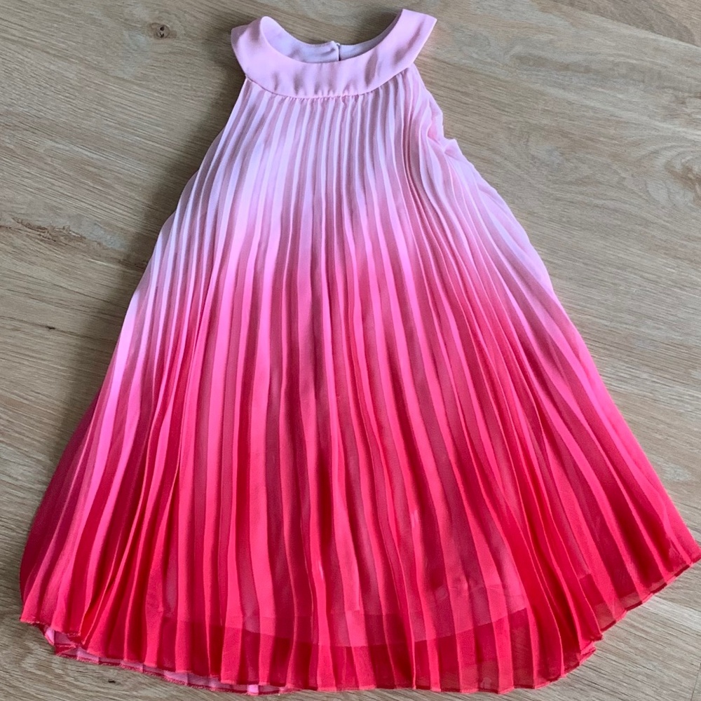 Pink pleated chiffon dress